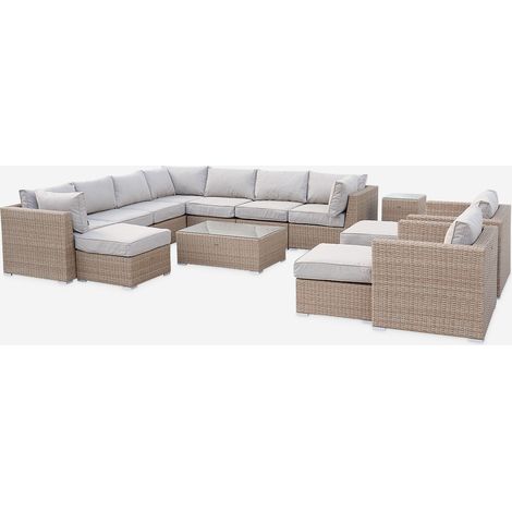 Salotto da giardino premium in resina intrecciata, 12-14 posti