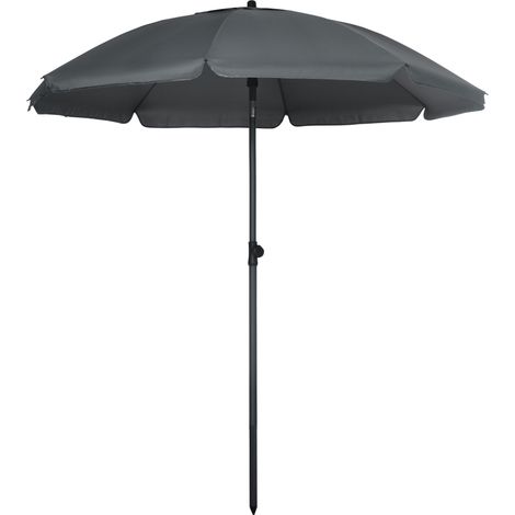 Neigbarer Sonnenschirm für den Strand, UV-Schutz 50+, 8 Fiberglasstreben, Ø 180 cm, anthrazitgrau