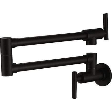 Robinet de remplissage de pot Broisle en laiton de haute qualité de haute qualité Cold Trou Pot Pot remplissage robinet mural robinet de cuisine en nickel chromé noir Robinet pliant ( Color : Zwart , (1/2)