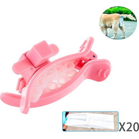 Ramasse-crottes portable pour chien, idéal pour les voyages, avec fixation étanche pour toilettes, rose (9,5 x 6,8 cm) (1/5)