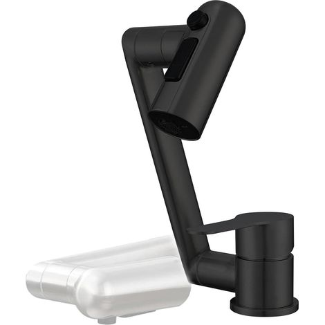 Robinet de cuisine Rabattable avec 2 Jets - Mitigeur Cuisine sous Fenêtre Pliable, 1080° Rotation Robinet Evier Acier Inoxydable 304, Mitigeur Evier Rabattable,Noir (1/5)