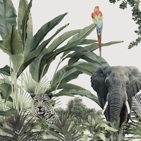 Papier peint panoramique - Animaux de la Jungle - 130 cm x 130 cm (1/2)