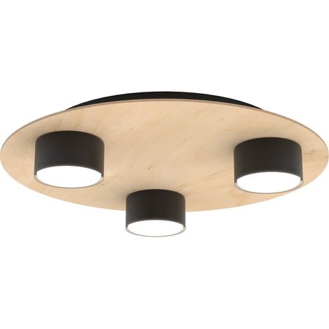 Lampada a Soffitto Pixo, Metallo, Compensato, Nero, 40x7x20 cm