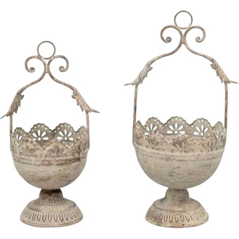 Set rustico di 2 supporti per fiori con vaso (1/5)