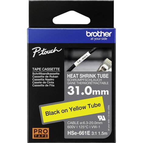 Brother HSe HSE661E Colore Nastro: Giallo Colore carattere:Nero 31 mm 1.5 m (1/3)