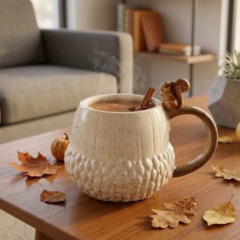 Harvest Sculpted Squirrel Handle Textured Mug (1/2)