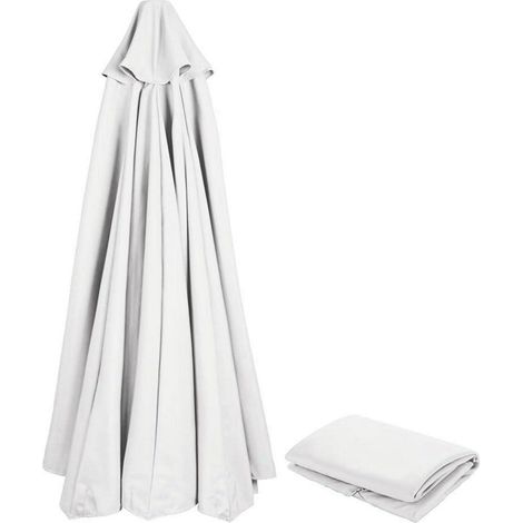 Sonnenschirm Ersatzbezug UV Schutz Windfest 250 cm 6 streben Weiß (1/5)