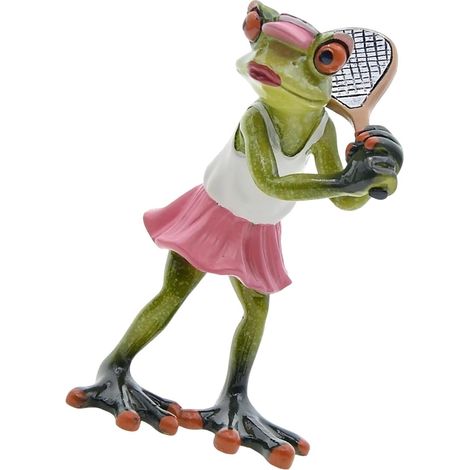 Sculpture de Grenouilles Jouant Tennis, Artisanat en résine, Ornement de Collection, Accent de Bureau, Parfait pour d ' Anniversaire, décoration de Grenouilles Amusantes (1/5)
