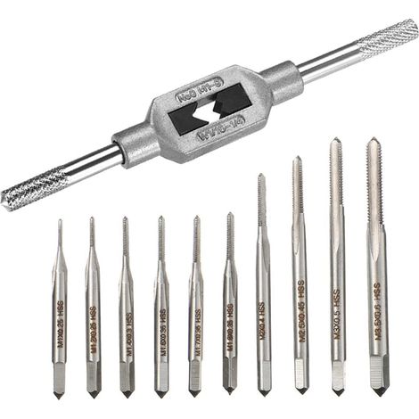 10-teiliges mikrometrisches Gewindebohrer- und Schneideisen-Set, Mini-M1-M3,5-Bohrer, Gewindebohrer, Gewindeschneidwerkzeug mit verstellbarer Linksdrehung M1-M8