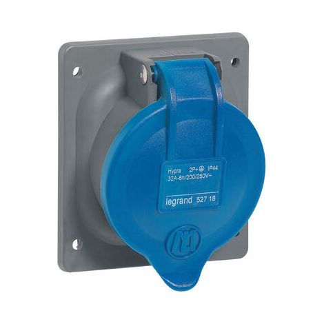 Prise à entraxes unifiés fixe Hypra IP44 32A - 200V à 250V - 2P+T - plastique - 052718 - LEGRAND