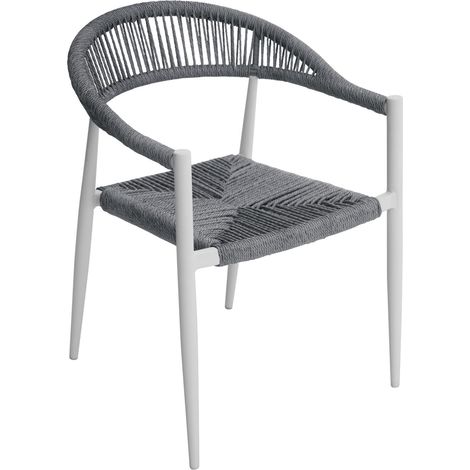 Moia Greenwood Poltrona Milano Alluminio Bianco Corda Paglia Grigia