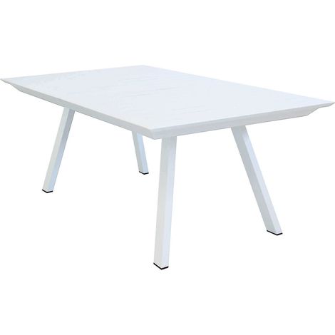 Tavolo allungabile da esterno in alluminio con piano effetto doghe Lyse - White (1/4)