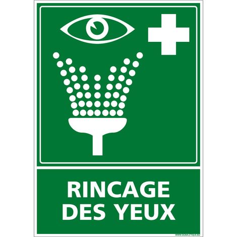 Panneau de signalisation rinçage des yeux ISO 7010 E011 - Évacuation et secours - Adhésif - 75 x 105 mm (1/5)