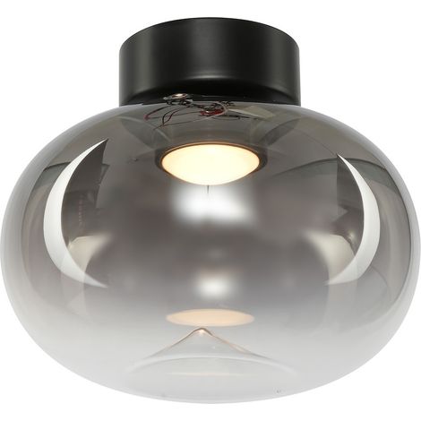 Lampada da soffitto moderna per soggiorno o camera da letto, paralume in vetro fumé nero, colore caldo, LED 4W VASO Milagro (1/5)