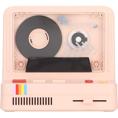 Tragbarer Retro-Stereo-Kassettenspieler mit Bluetooth, pinkfarbener Bluetooth-Lautsprecher, kompatibel mit Bluetooth, AUX und Speicherkarten (1/5)