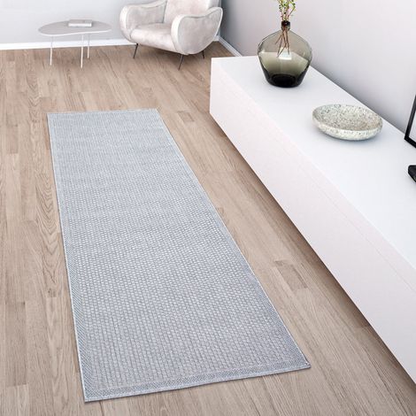 Paco Home Outdoor Teppich wetterfest Garten & Terrasse flachgewebt Uni Sisaloptik robust Grau, 80x200 cm
