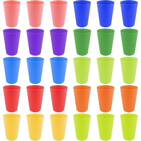 30 Pièces Gobelet Plastique Couleur, 260ml Verre Plastique Reutilisable, 10 Couleurs Gobelets en Enfant, Verres Plastiques Réutilisables pour Fêtes, Cuisine, Pique-Niques (1/5)