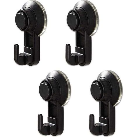 Lot de 4 crochets à ventouse UlisemVacuum, puissants, sans perçage, réutilisables et étanches, pour cuisine et salle de bain, charge maximale 5 kg (noir) (1/4)