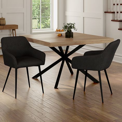 Lote de 2 sillas y sillones de comedor JANY de pana negra
