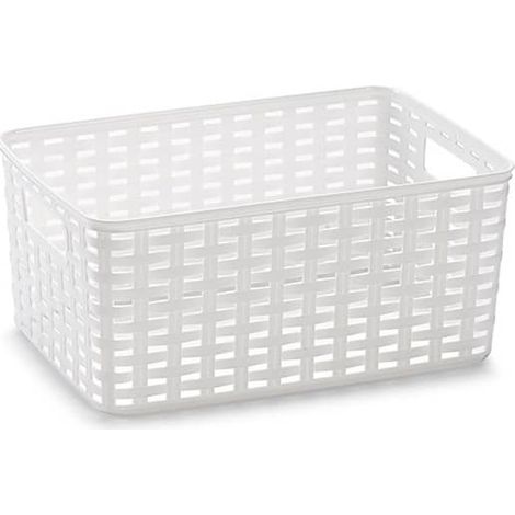 Cesta de almacenamiento organizador Rattan mimbre 10 Litros Blanco