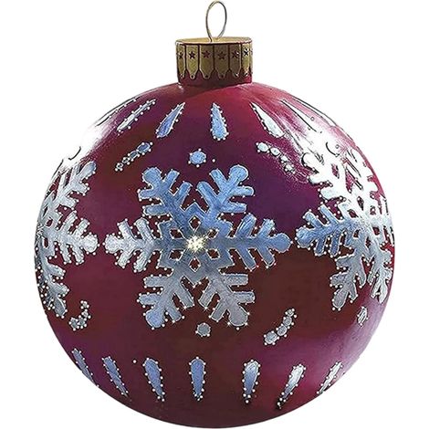 Boule De Noël Gonflable - Boule Décorative Extérieure En Pvc 60 Cm Motif Flocon De Neige Pour Jardin Cour Terrasse Et Fête De Noël - 1 Pièce (1/5)