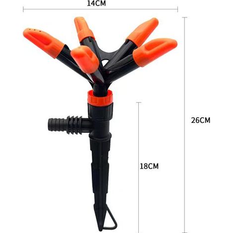 1 arroseur de jardin rotatif à 360° – Modèle à piquer dans le sol avec 5 buses – Arroseur automatique pour l'arrosage du jardin (1/4)