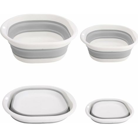 Green Mobility-Paquet de 2 Pliable Vaisselle Bol Bassine Pliable Bassine Lavabo Pliable Rond en Silicone Multifonction pour Camping, Caravane, Activités de Plein Air, Cuisine, Voyage, Camping, Randonn (1/5)