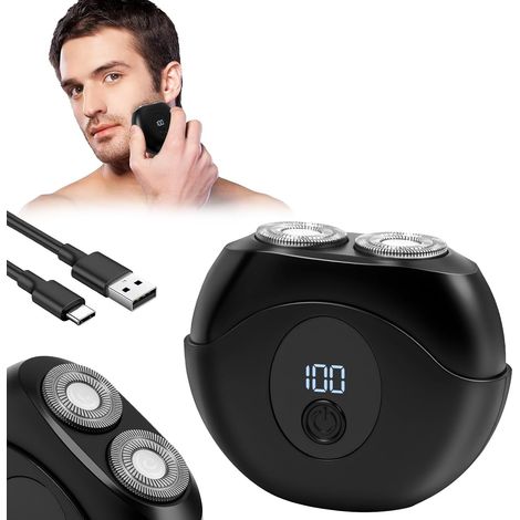 Mini Electric Shaver for Men Waterproof Magnetic Shaver Travel Rechargeable USB Portable Shaver for Men Dry Wet Use Portable Shave for Home, Travel, Oval Black (1/5)