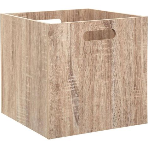Boîte de Rangement Cube Mix'N'Modul Effet Chêne 31 x 31 x 31 cm - Pour Meuble Modulable, Panier, Caisse (1/5)