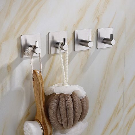 Handtuchhaken – 4er-Set – Gebürsteter Stahl – Bohrer