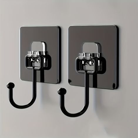 Set mit 2 großen, stabilen Wandhaken — Mehrzweck-Selbstklebehaken (für Kleidung, Handtücher, Schlüssel und allgemeine Aufbewahrung) (1/5)