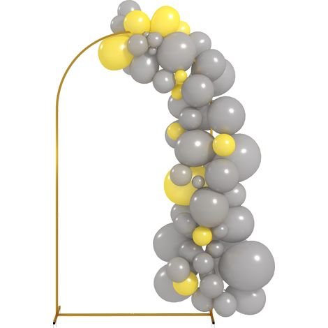 Goldener Metallbogenständer für Hochzeiten, 2,2 m, Gartenbogen, Blumendekoration mit Ballons