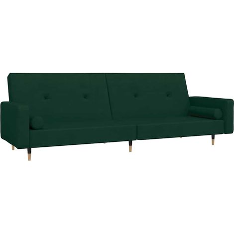 Canapé  Sofa-lit à 2 places avec deux oreillers Vert foncé Velours