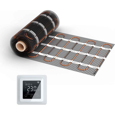 Chauffage au sol WARMON CLASSIC+ 160 W/m² avec thermostat MCS 750 intelligent WiFi tactile, blanc 6 m²