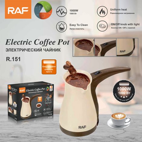 Cafetière turque aux normes européennes avec poignée - Acier inoxydable - Cafetière électrique - Bouilloire de 500 ml (1/5)