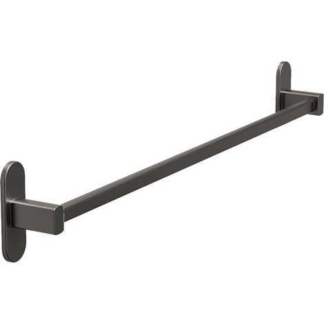 Porte-chaussons mural en aluminium gris, 50 cm, étagère à chaussures adhésive pour salle de bain ou entrée (1/5)