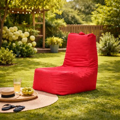 Pouf extérieur à dossier haut rouge ARTA (1/4)