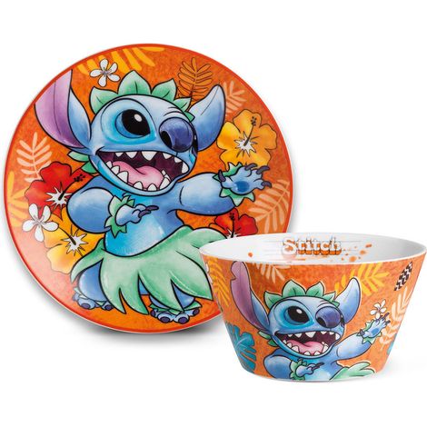Disney Stitch set piatto dessert e bowl porcellana arancio