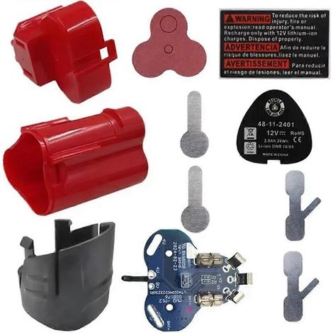 Boîtier en plastique et circuit imprimé pour batterie Li-ion M12 12 V 1,3 Ah 1,5 Ah 48-11-2411 (1/5)