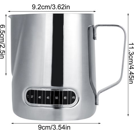 600 ml Milchaufschäumkännchen aus Edelstahl, Espressotasse mit Messskala (1/5)