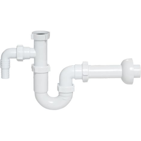 Waschbeckenrohr-Siphon 5/4" mm, Abfluss 32 mm, mit Anschluss für Waschmaschine/Geschirrspüler (1/2)
