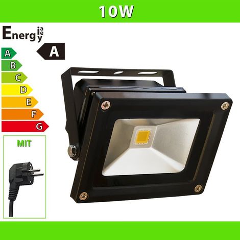 LEDVero® 10W LED proiettore faro nero bianco freddo con spina IP65 (1/5)