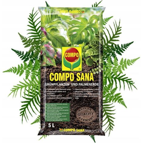 Compo Sana Substrat für Grünpflanzen und Palmen 5L Eine Mischung aus Torf, Perlite und Dolomit