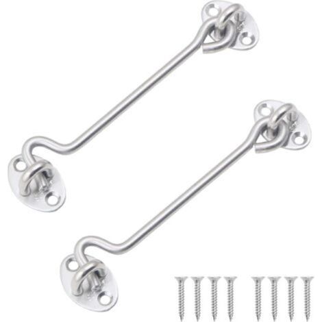 Set mit 2 Edelstahl-Hakenriegeln (30,5 cm), robuste Kabinenhaken für Türen, Tore, Fenster und Schränke, inklusive Befestigungsschrauben