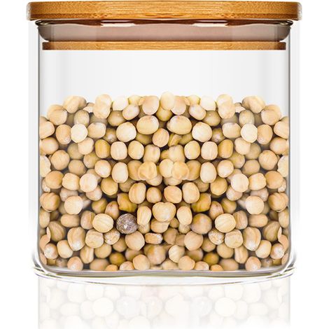 bambuswald© 700ml Vorratsglas  Aufbewahrungsglas mit luftdichten Deckel aus 100% ökologischen Bambus - Glasbehälter ideal für Tee Kräuter Kaffee Vorräte Müsli Pasta - spülmaschinenfest (1/5)