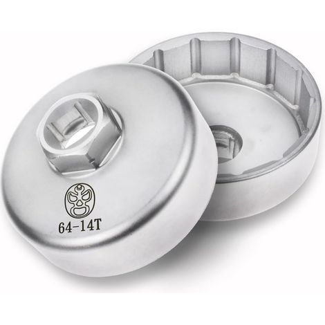 Clé Filtre Huile 64 mm 14 Cannelures, Carré 1/2 Pour cliquet 1/2 ou rallonge, cloche compacte, cartouche huile, garage auto professionnel (1/5)