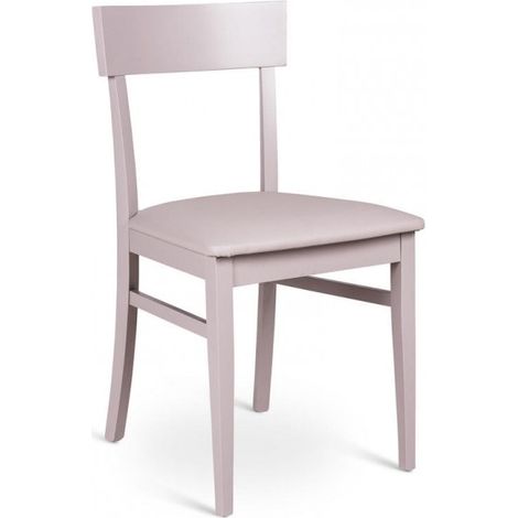 4x Sedia in legno laccato grigio chiaro con seduta in similpelle 445xh. 82 cm (1/3)