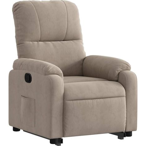 Sillón relax TV cómodo acolchado elevador eléctrico en tejido de microfibra color topo DEC028205 (1/5)