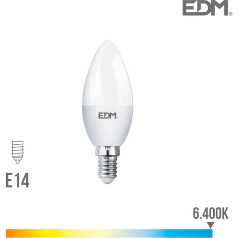 Lampadina LED EDM a candela E14 7W 600lm 6400K Luce fredda Ø3,5x10,7cm