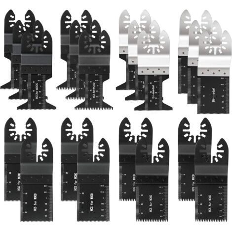 Lot de 20 lames de scie oscillantes professionnelles pour bois/métal, outil multifonction universel Quick Release pour Fein Multimaster, Ryobi, Milwaukee, Bosch, Dremel, Dewalt, Rockwell (1/5)
